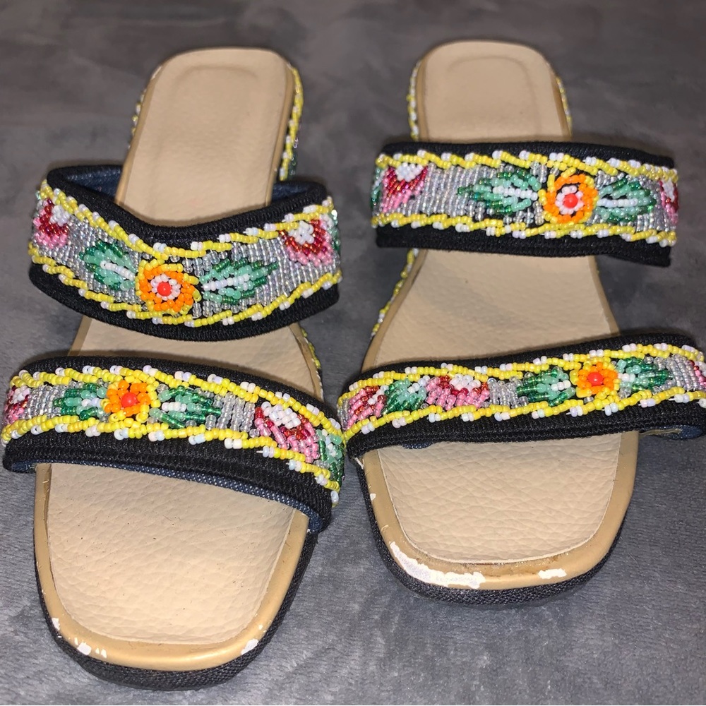 Hand Beaded Lifted Sandals